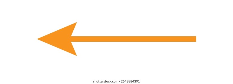 Orange long arrow icon isolated on white background. Long arrow vector, icon. Red and orange horizontal arrow. Straight