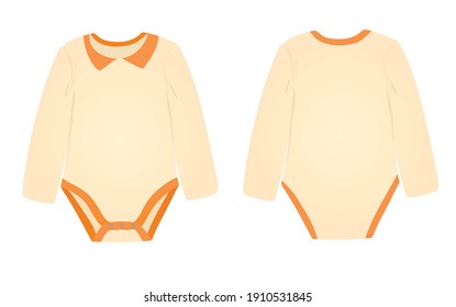 Orange long sleeve baby bodysuit. vector illustration