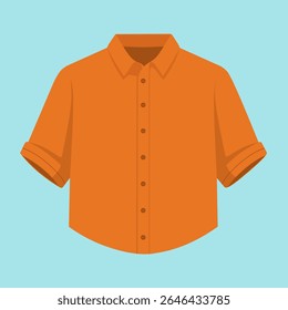 Orange long sleeve button up shirt. Isolated flat vector illustration.
