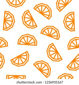 Orange low poly seamless pattern. Orange slices isolated on white background.