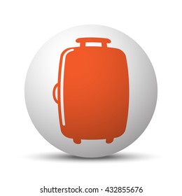 Orange Luggage icon on white ball