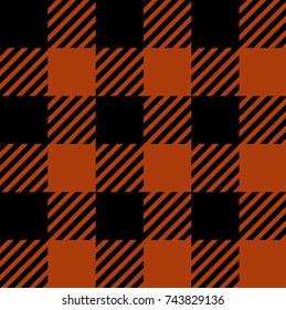 Orange Lumberjack Buffalo Plaid Seamless Pattern