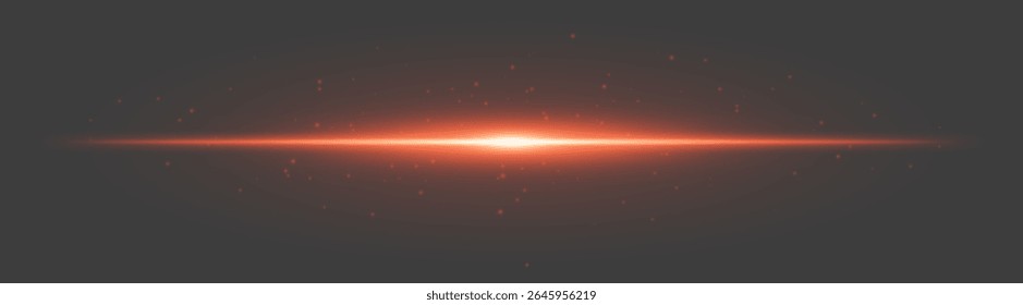 Exacerbação luminosa laranja. Feixe central com partículas dispersas e brilho suave no fundo cinza escuro, usado para fantasia, energia digital, visuais de interface do usuário.