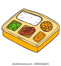 orange lunch box illustration hand drawn isolated vector