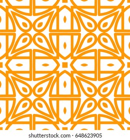 Orange luxury background seamless with ornamental pattern on white