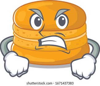 Orange macaron cartoon character design with angry face