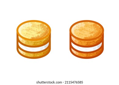 Orange Macaroons Symbol Set. Vektorgrafik. Handgezeichneter Makaron, rosafarbene und weiße Kreide auf weißem Hintergrund.