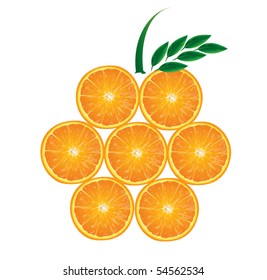 orange made of orange slices and leaves vector illustration