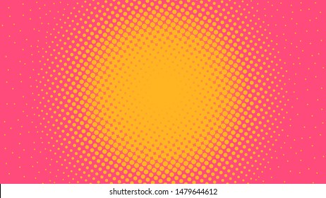 Orange and magenta dotted background in retro pop art comic style, vector illustration
