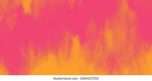 Orange and magenta retro comic pop art background with dots, halftone background vector illustration