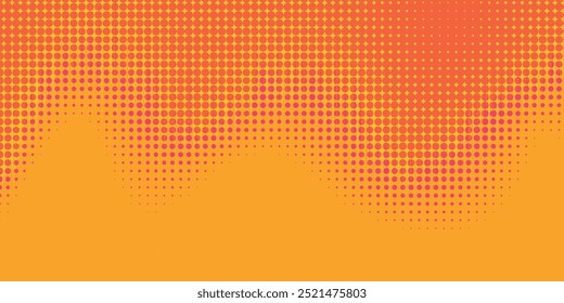 Orange and magenta retro comic pop art background with dots, cartoon halftone background vector illustration eps10