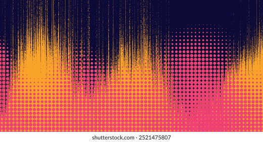 Fondo de arte pop cómico retro naranja y magenta con puntos, Ilustración vectorial de fondo de semitono de dibujos animados eps10