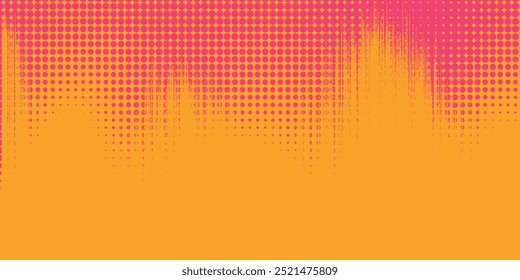 orangefarbener und magentafarbener Retro-Comic-Pop-Art-Hintergrund mit Punkten, Cartoon-Halbton-Hintergrund, Vektorgrafik eps10