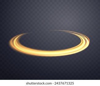 Orange magic ring with glowing. Neon realistic energy flare halo ring. Abstract light effect on a dark transparent background. Vector illustration.