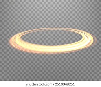 Orangefarbener Zauberring mit Glühen. Neon realistische Energie Fackel Halo Ring. Abstrakter Lichteffekt auf transparentem Hintergrund. Vektorgrafik.