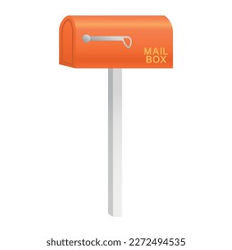 Orange mailbox on white background