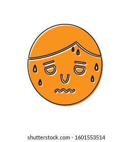 Orange Man with excessive sweating icon isolated on white background.  Vector Illustration