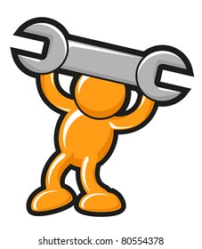 orange man and wrench