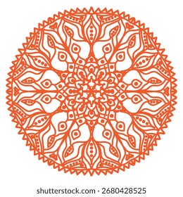 Patrón de mandala naranja con intrincado diseño floral