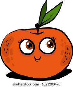 Mandarina naranja, ilustración, vector sobre fondo blanco