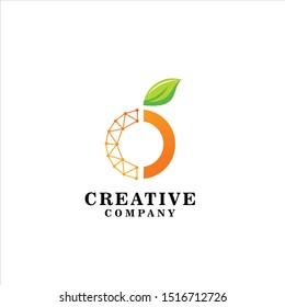 Orange Mango Logo Digital Tech Fruit Logo , design inspiration