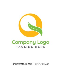 Orange Mango Q Logo Digital Tech Fruit Logo