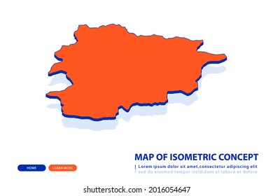 Orange Karte von Andorra auf weißem Hintergrund. Vektor modernes isometrisches Konzept Grußkartengrafik eps10.