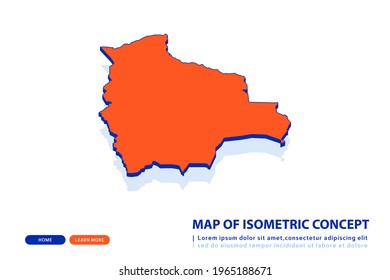 Orange map of Bolivia on white background. Vector modern isometric concept greeting Card illustration eps 10.