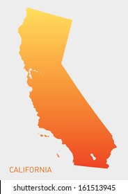 orange map of California on white background