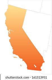 Orange Map Of California With Outline Of Other States