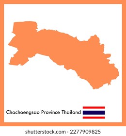 Mapa anaranjado de la provincia de Chachoengsao es parte de Tailandia con foto de la bandera.