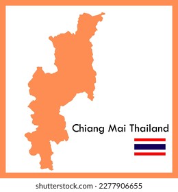 Orange map Chiang Mai province is part of Thailand with flag picture.