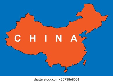orange map of china vector illustration