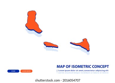 Orange map of Comoros on white background. Vector modern isometric concept greeting Card illustration eps 10.