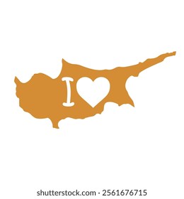 Orange map of Cyprus with heart.
