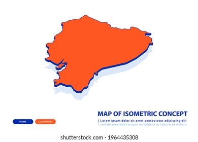 Orange Karte von Ecuador auf weißem Hintergrund. Vektor modernes isometrisches Konzept Grußkartengrafik eps10.