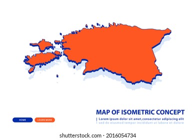 Orange Karte von Estland auf weißem Hintergrund. Vektor modernes isometrisches Konzept Grußkartengrafik eps10.