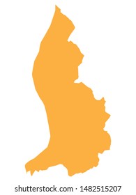 Orange Map of European Country of Liechtenstein