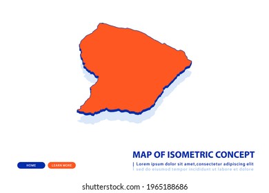 Orange map of French Guiana on white background. Vector modern isometric concept greeting Card illustration eps 10.