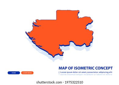 Orange map of Gabon on white background. Vector modern isometric concept greeting Card illustration eps 10.