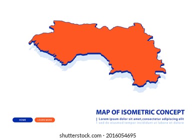 Mapa naranja de Guinea sobre fondo blanco. Vector moderno concepto isométrico de la imagen de la tarjeta de felicitación, eps 10.