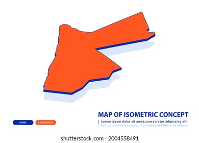 Mapa naranja de Jordania sobre fondo blanco. Vector moderno concepto isométrico de la imagen de la tarjeta de felicitación, eps 10.
