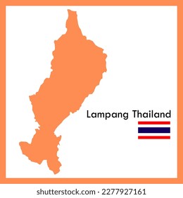 Orange Map Lampang province is a part of Thailand with flag picture.