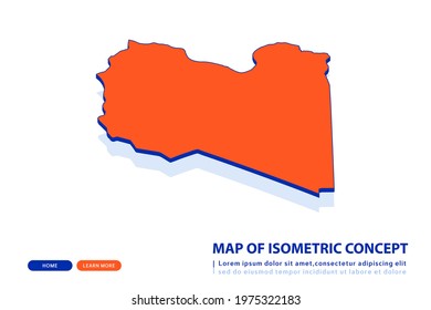 Orange map of Libya on white background. Vector modern isometric concept greeting Card illustration eps 10.