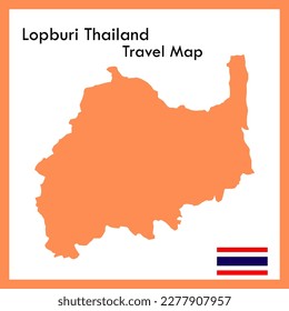 Orange Map Lopburi province is part of Thailand with flag picture.