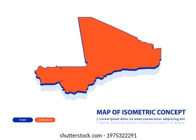 Orange map of Mali on white background. Vector modern isometric concept greeting Card illustration eps 10.