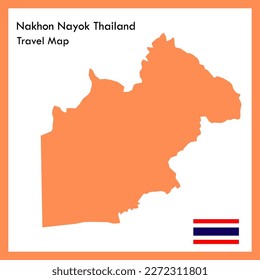 Orange Map Nakhon Nayok Province is one of Thailand with a flag.