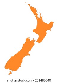 orange map of New Zealand 	 