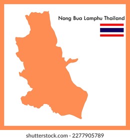 Orange Map Nong Bua Lamphu province is part of Thailand with flag picture.