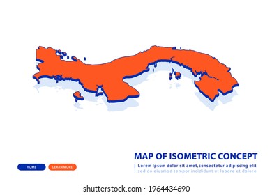 Orange map of Panama on white background. Vector modern isometric concept greeting Card illustration eps 10.